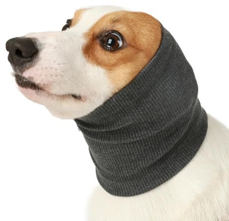 Dog Bandana-Snood for Dog Ear and Neck Warmer Pet Protectors for Anti-anxiety Reducing Noise-Gray-Small