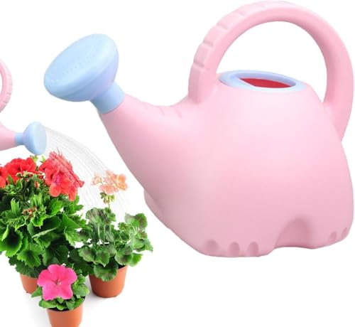 Regadera para niños | Regadera de flores | Regadera de jardín de 1.5 L con mango cómodo | Regadera de boquilla larga de elefante | Regadera de riego de riego de jardinería (rosa)