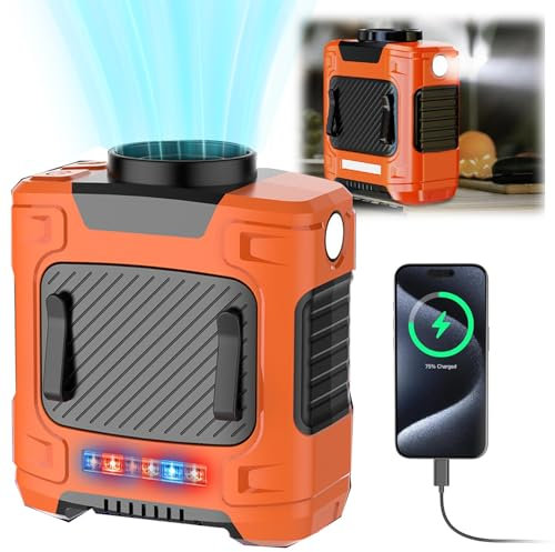 Dracqwn Waist Fan, Portable 10000mah Power Bank Fan, Belt Fan, Portable USB Rechargeable Waist Clip Fan Working Fan, For Travel Outdoor Car Camping Work Fishing(B Orange 1-Pack)