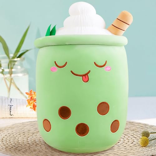 MeHoo 24cm Bubble Tea Kuscheltier, Boba Tea Plüsch Kissen, Niedliche Stofftier Boba Plüschtier,Weiche Milchtee Puppe Umarmungskissen Rückenkissen Urlaub Geburtstag Geschenk (Grün)