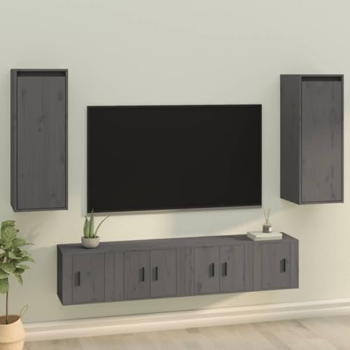 FOZICV Armadio da Parete per TV 30 x 30 x 80 cm, 2 Pezzi, Con 2 Scomparti, Pensile, Libreria, Mobile Sospeso Versatile per Soggiorno, Camera da Letto, Grigio