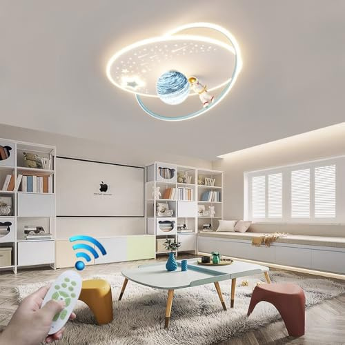 Stesulfr Cartoon Deckenlampe LED mit Fernbedienung Deckenleuchte Kinderzimmer Lichter Dimmbar Planetenform Kreative Jungenzimmer Kronleuchter Geeignet für Esszimmer Arbeitszimmer Wohnzimmer Schlafzimm