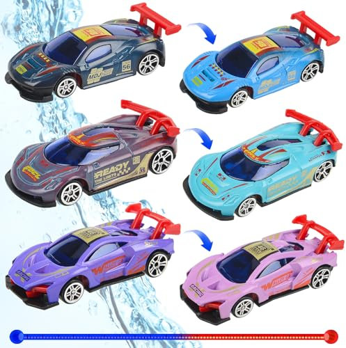3Pcs Street Machines Voitures à Couleur Changeante Activées par l'eau, Mini Racing Car Playset, Jouets en Alliage pour Enfants, Garçons, Filles Cadeau d'anniversaire