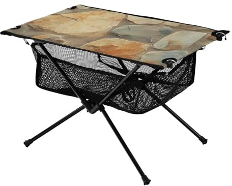 Outdoor-Klapptisch, buntes Naturstein-Muster, rechteckig, Strandurlaub, Zubehör, mit Aufbewahrungstasche für Outdoor, Küche, Picknick