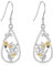 DAYLINLOVE Narzissen Ohrringe 925er Sterlingsilber Biene Narzisse Hängend Ohrringe Narzissenblumen Schmuck Geschenk für Damen Mädchen Frauen Mutter Narzissenliebhaber