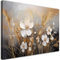 Feeby Wandbild - Wohnzimmer Modern Deko - Blumen Feld Gräser Boho - 120x80 cm XXL 1tlg - Bilder Leinwand - Bild auf Leinwand Schlafzimmer - Leinwandbilder für die Wand - Canvas Painting - Fotokunst