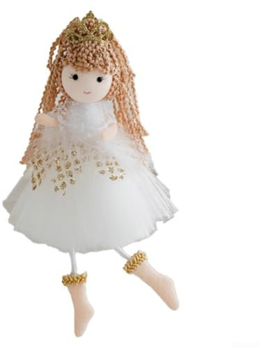 Leichter Weihnachtsengel Mädchen Puppe Anhänger, perfekte hängende Dekoration für Bäume und Urlaubsszenen mit charmantem Design (weiß)