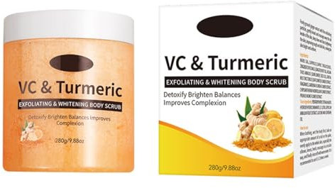 Gesichtspeeling, Aufhellendes Körperpeeling mit Kurkuma & Vitamin C –Entfernen Akne, Mitesser, Tiefenreinigung für weiche, strahlende Haut | Für Gesicht & Körper, geeignet für alle Hauttypen (280g)