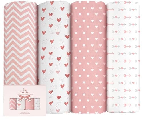 Yoofoss 4er Pack Baby Pucktuch 120x120 cm Mullwindeln aus Baumwolle und Bambus Wickeltuch Swaddle Decke Tücher als Babydecke Puckdecke Mulltücher Badetuch Wickeldecke