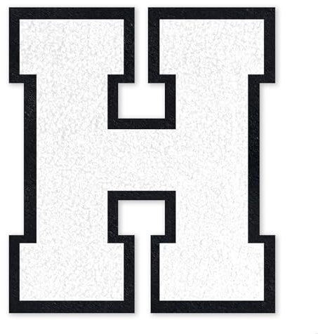 QianSiLi 6.5 Inch Chenille Iron On Letters for Clothes Varsity Letter Patches Embroidered Patch Iron On Patches for Clothing Jacket/Hoodie/Varsity (White,H)