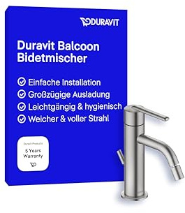 Duravit Balcoon - Miscelatore bidet monocomando, altezza beccuccio 119 mm, miscelatore bidet con tiranti, in acciaio inox spazzolato