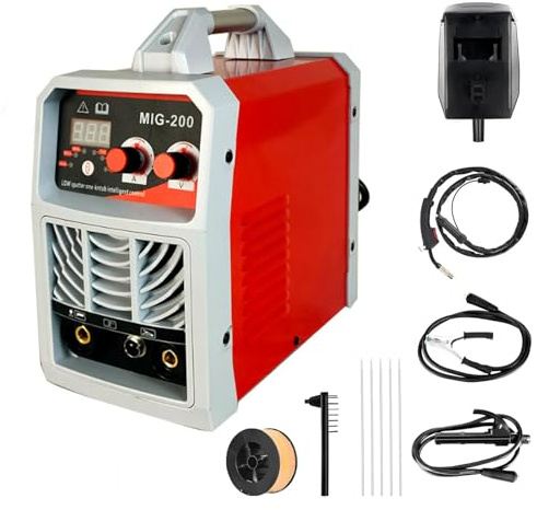 Poste à Souder MIG-200 3-en-1, Onduleur IGBT 230V Poste à Souder MIG/TIG/ARC avec écran LED numérique, Poste à Souder Portable pour Bricolage Domestique, Garages Automobiles et Usage Professionnel