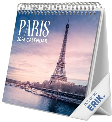 Grupo Erik Kalender 2026 Tischkalender Paris Kalender Familienplaner - Tischkalender 2026 zum Aufstellen 20 x 17 cm Jahreskalender 2026 - Offizieller Fanartikel Geschenke