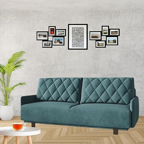 Agritrade AK IKARIA Sofa Bed with Storage and Bonnell Spring Mattress Turquoise