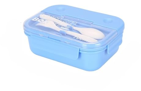 Cheffinger Lunchbox mit Besteck 700 ml – Brotdose mit 3 Fächern für Schule & Büro, Blau