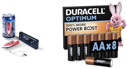 Revell Control Mini RC Boot, 2.4GHz/Akku, 8+ Jahre, & Duracell Optimum AA 8 Stück, Power Boost