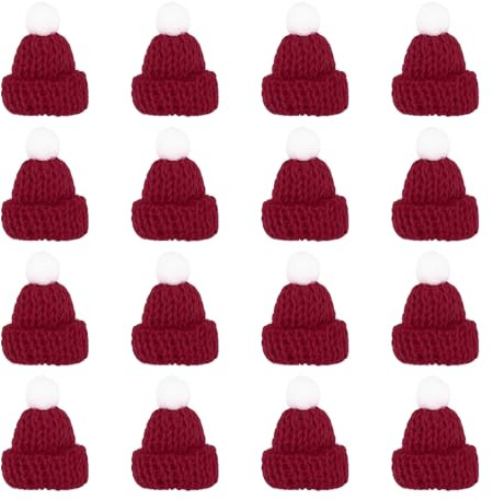 PATIKIL Mini Christmas Knit Hats, Miniature Doll Hat DIY Craft Knitting Decoration for DIY Hair Accessories Art Crafts Festival Tree Ornament