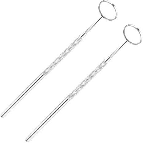 2 PCS Oral Mundspiegel, Edelstahl Mundzahnspiegel Antibeschlag Zahnarztspiegel Oral Mirror Spiegel Hunde Mundspiegel Verlängerungswerkzeug Auch Handlich für Zahnärzte und Wimpernverlängerungen