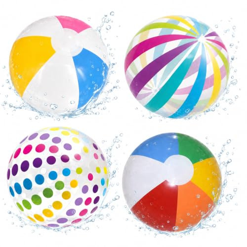GvRfniT Wasserball Aufblasbar, Wasserball, 4 Stück 40 cm Bunte PVC Wasserbälle, Wasserbomben Klein, Wasserbomben Geeignet zum Spielen am Strand, im Pool und auf Rasenflächen (Enthält Schwarzweiß)