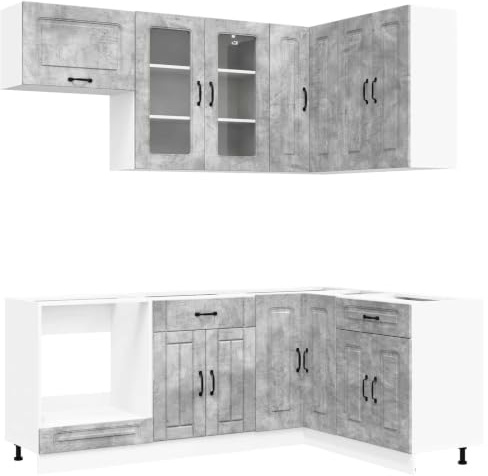 vidaXL Unidad de Cocina Kalmar 8 uds. Gris Hormigón