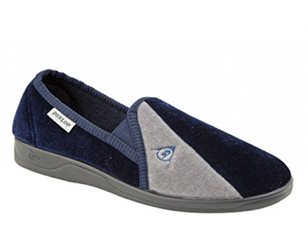 DUNLOP Mens Winston Slip On Memory Foam Washable Carpet Slippers Black/Grey