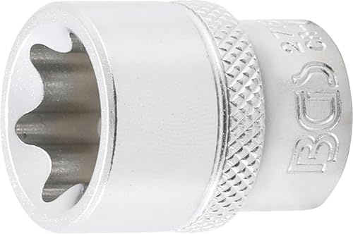 BGS 2715 | Steckschlüssel-Einsatz E-Profil | SW E20 | Antrieb Innenvierkant 10 mm (3/8) | Chrom-Vanadium-Stahl | Oberfläche verchromt, matt | mit Rändelung