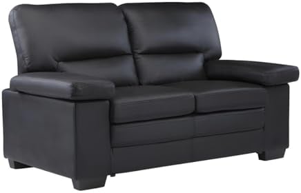 Vente-Unique - Ledersofa 2-Sitzer - Büffelleder - Schwarz - Mimas