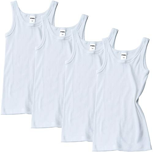 HERMKO 2800 Cannottiera da Ragazzo in 100% Cotone Biologico, Canotta Intima in Fibra Naturale Franco Fabbrica, Testata tossicologicamente - Confezione da 4 Pezzi