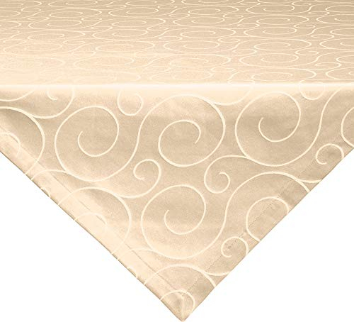 Erwin Müller Mitteldecke, Tischdecke Oberhausen, Jacquard Ranken Sekt Größe 80x80 cm - pflegeleicht, bügelleicht, mit Kuvertsaum