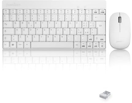 Perixx PERIDUO-712 Kit Mouse e Tastiera Wireless per Windows, Senza Fili da 2.4 GHz, Silenzioso e Sottile, Layout Italiano QWERTY, Bianco