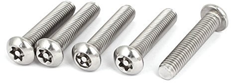 sourcing map M8x40mm Vis Inviolable Tête Bombée Torx Bouton 304 Acier Inoxydable Sécurité 5pcs