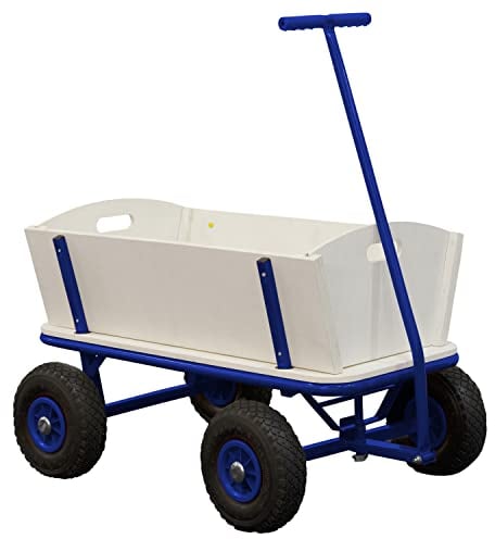 Sunny Billy Beach Wagon Blu | Carrello da Giardino, Carrello Spiaggia | Carrello Giardino in Legno, Carrello da Giardino 4 ruote, Carrello da Esterno, Carrello Giardinaggio | 94x61x97cm - Max 100kg