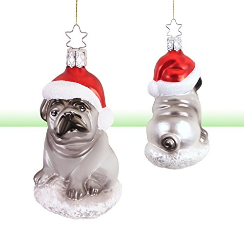 Inge-glas® Weihnachts-Hänger Mops mit Nikolausmütze | IG-1-013-16