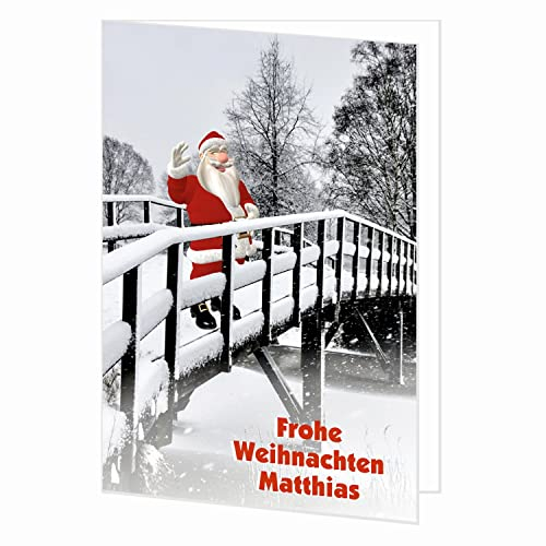 moderne XXL große maxi Weihnachtskarte Weihnachtsmann - DIN A4 Klappkarte mit Umschlag - Ihr Wunschtext auf der Karte