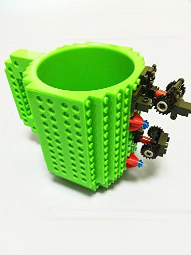 Gifts UK® DIY Creative Puzzle Building Brick Mug Build On Blocks Coffee Tea Cup Gift *UK Stock* (Green)