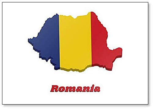 Map Outline and Flag of Romania Illustration Fridge Magnet