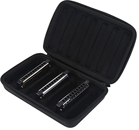 Drfeify Mundharmonikas-Tragetasche, Schwarzer PU-Leder-Mundharmonikas-Tragetasche mit Reißverschluss Playing Accessories Musical Instrument Accessories