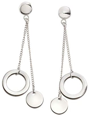 Boccia Ohrringe aus poliertem Reintitan, in der Farbe: Silber, hautfreundlich, Maße: 55 x 12 mm, 05042-01