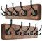 SKOLOO Garderobenleiste Holz Braun(2 Stück), 44 cm langer, hölzerner Kleiderhaken Wand, Rustikaler Stil, Stabil garderobenhaken mit 5 Haken