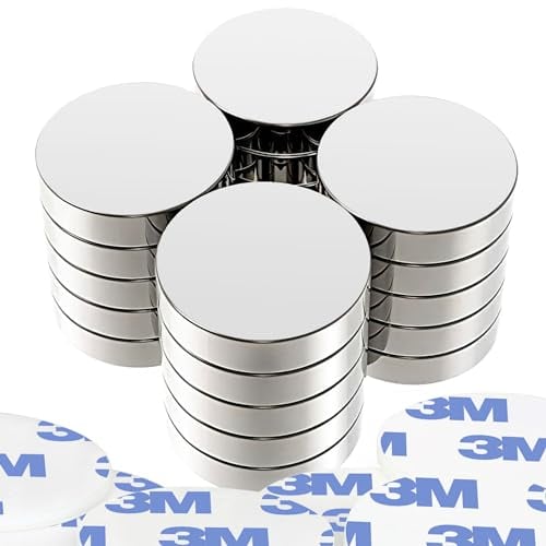 Wukong 20mm x 3mm Neodym Magnete Extra Stark Pack of 20 Mini Runde Neodymium Magnets (20, 20x3mm | Silber)