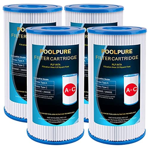 POOLPURE Filtro di Ricambio per Tipo A o C, Compatibile con Intex 29000E/59900E, filtri da Piscina Facili da installare, fughe estive o Onde estive Fuori Terra, Confezione da 4