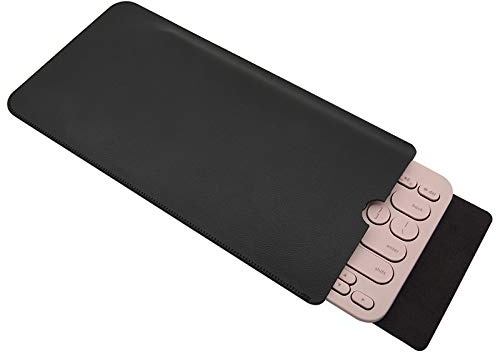 Hosoncovy PU-Leder Tragbare Tastatur-Tragetasche Aufbewahrungstasche Staubdichte Schutzhülle für Logitech K380 Bluetooth-Tastatur für mehrere Geräte (Schwarz)
