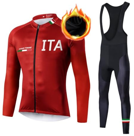 UGLY FROG Abbigliamento Ciclismo Invernale Uomo, Termica Pile Maglia Ciclismo Manica Lunga e Alta Densità Imbottiti Gel Pantaloni Lunghi Ciclismo per Bici da Strada e MTB