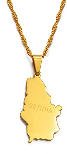 LIUZIXI Serbien Karte Anhänger Halskette - Charm Hip Hop Country Map Anhänger - Für Männer Frauen Ethnische Patriotische Kette Schmuck Party Geschenk Jubiläum,Gold
