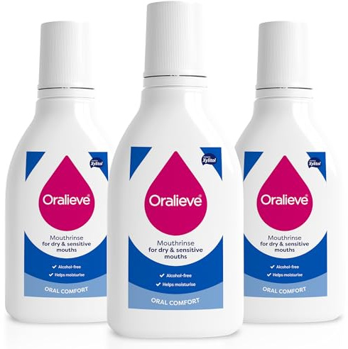 Oralieve Alcohol-Free Mouthrinse (3 x 500ml) | Mouthwash with Fluoride for Dry or Sensitive Mouths. Mild Mouth Wash - Genuine Oralieve Dry Mouth Mouthwash
