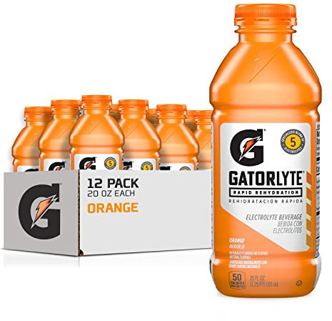 Gatorlyte Rapid Rehydration Electrolyte Beverage, Orange, 20oz Bottles (12 Pack)