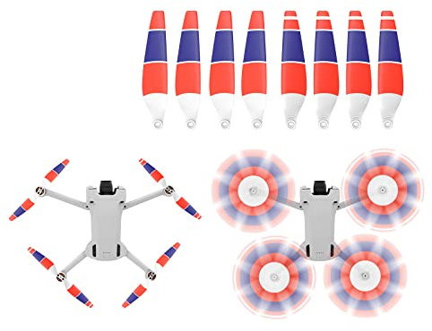 MotuTech 4 Paar 6030F Propeller für DJI Mini 3 Pro Propeller, niedrige Nuss, geräuscharm, 8 Stück (blau-weiß-rot)