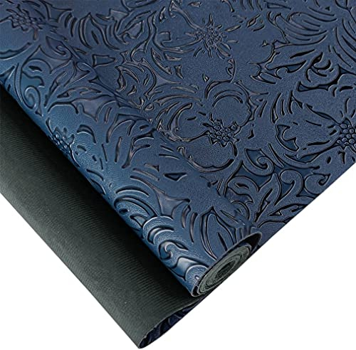 30cmx135cm Klassische Blumen Serie Kunstleder, Polster Stoff PU, Vintage PU-Leder Für Kunsthandwerk, Makeup Organizer DIY-Dekoration (Blau)