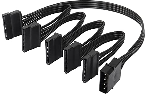 SinLoon - Cable de alimentación SATA macho de 4 pines a 5 x 15 pines SATA hembra para disco duro, SSD, unidades ópticas