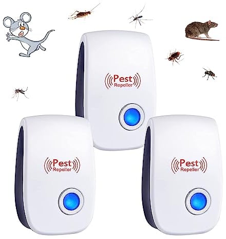 flintronic 3 Stück Mückenschutz Ultraschall-Insektenschutzmittel,Elektrischer Insektenvernichter, Fliegenfalle Elektrische Insektenfalle Ultraschall für Innenmücken für Office Innenbereich Garten
